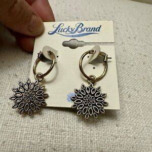 Lucky Brand Antique Gold Sunburst Earrings